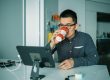 man looking at screen