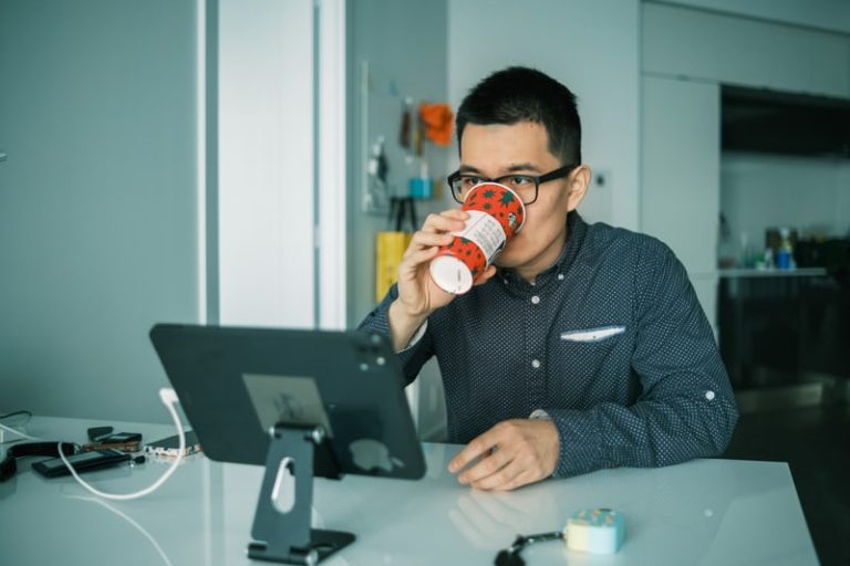 man looking at screen